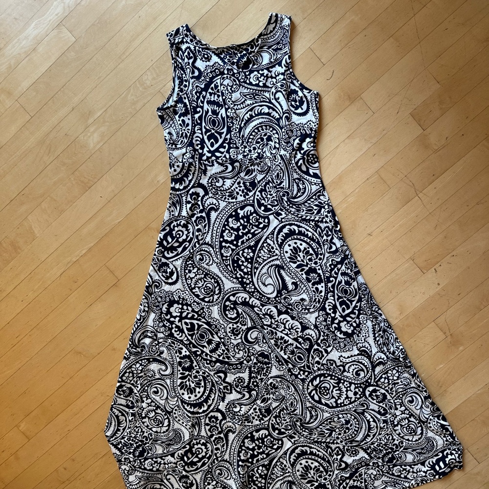 Talbots Navy/white print kniti jersey dress, M, G1279 - Picture 7 of 8
